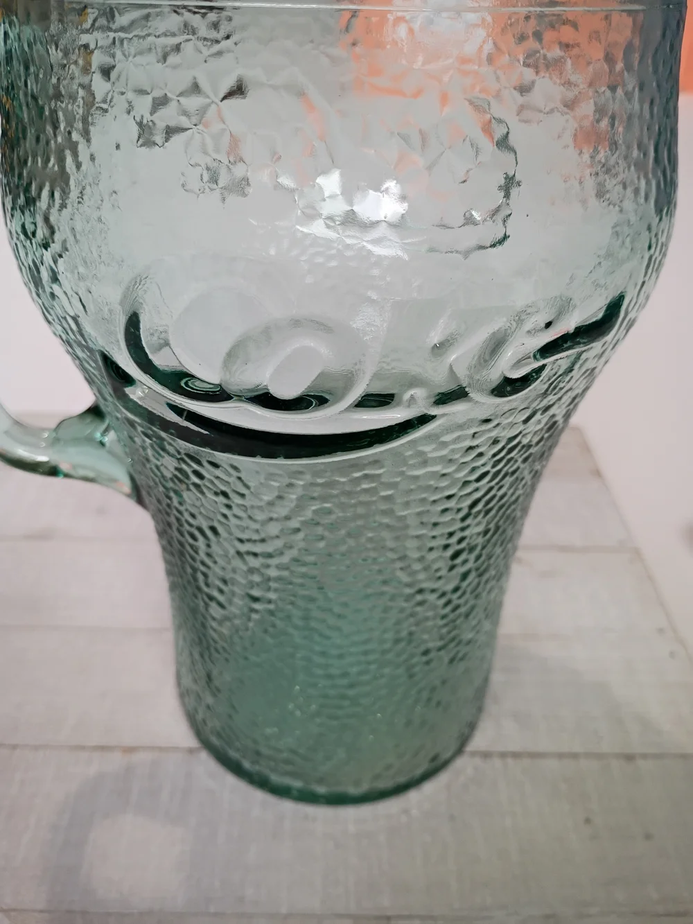 vintage green pebbled glass Coca-Cola pitcher 64 Ounces